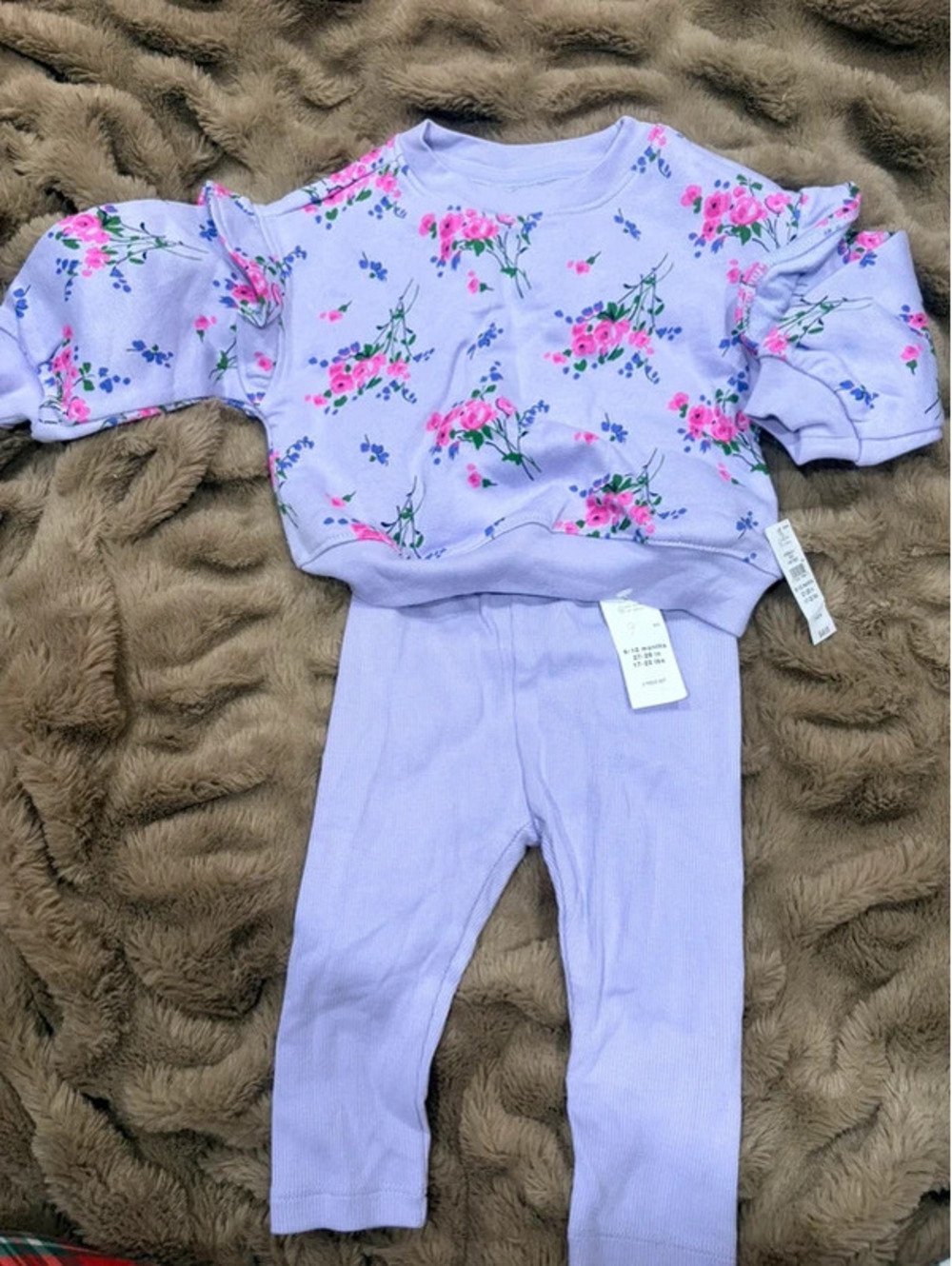 NWT baby gap girls 6-12 mo purple floral longsleeve set